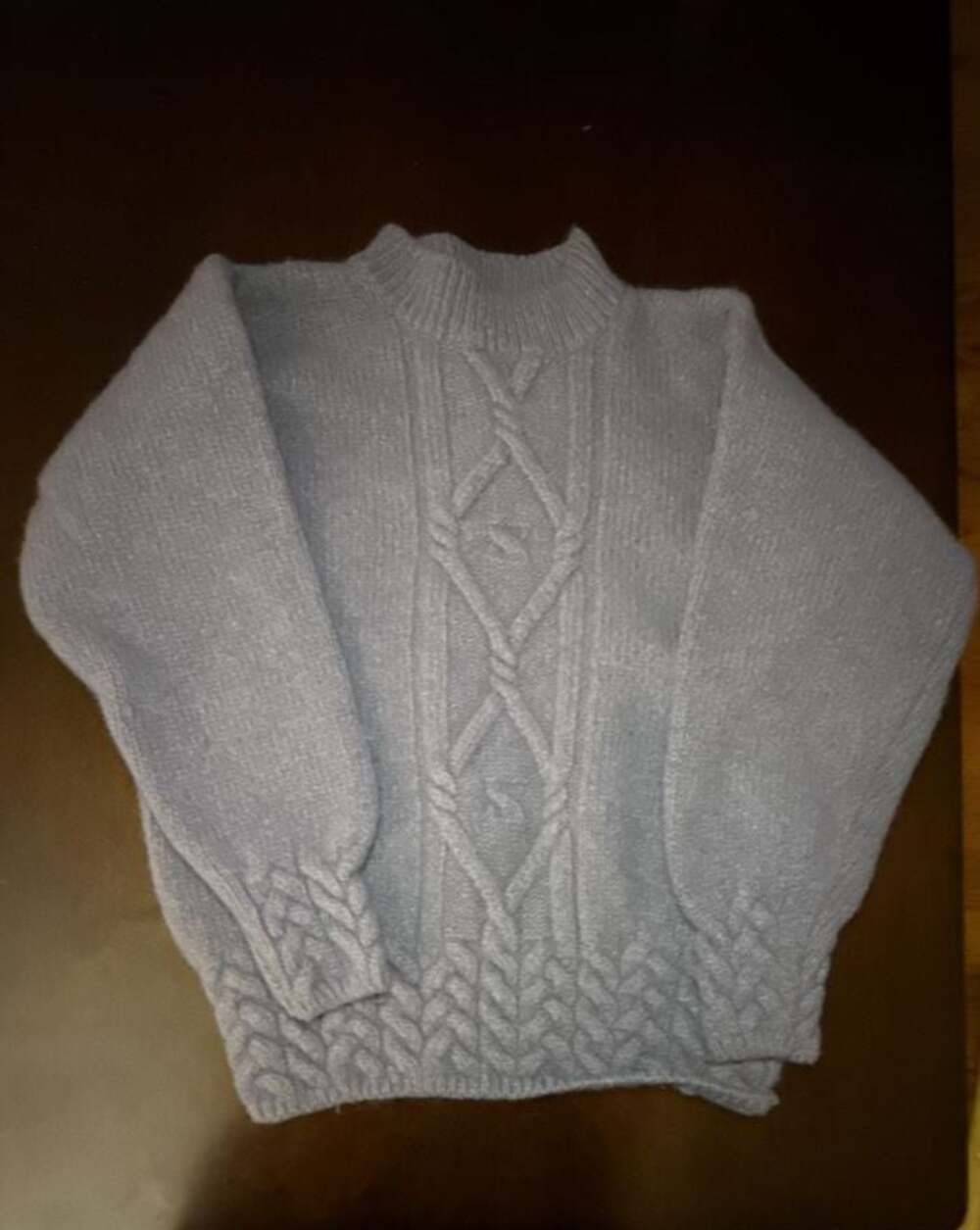 Highland Home Industries Women's Lavender Cable Knit Wool-Silk Blend Sweater